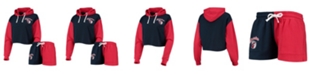 FOCO Women's Navy, Red Cleveland Guardians Color-Block Pullover Hoodie and Shorts Lounge Set